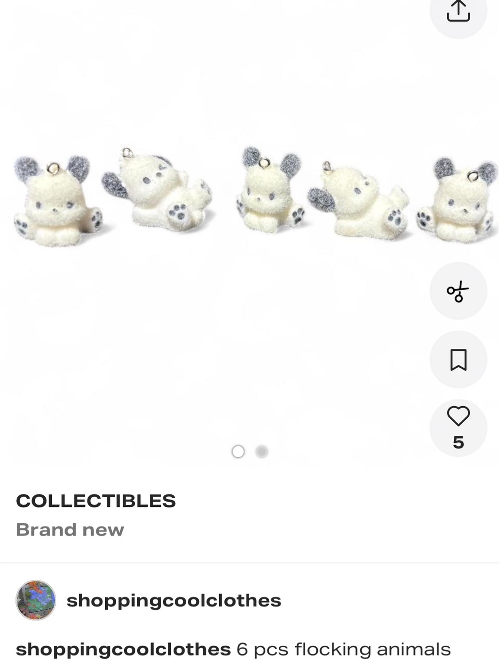 White & Gray Flocked Animal Keychain Charms - 6-Pack